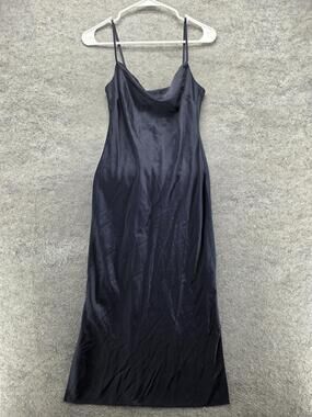 Express Dress Womens XS Blue Slip Dress Midi Cowl Neck Satin Strappy Party